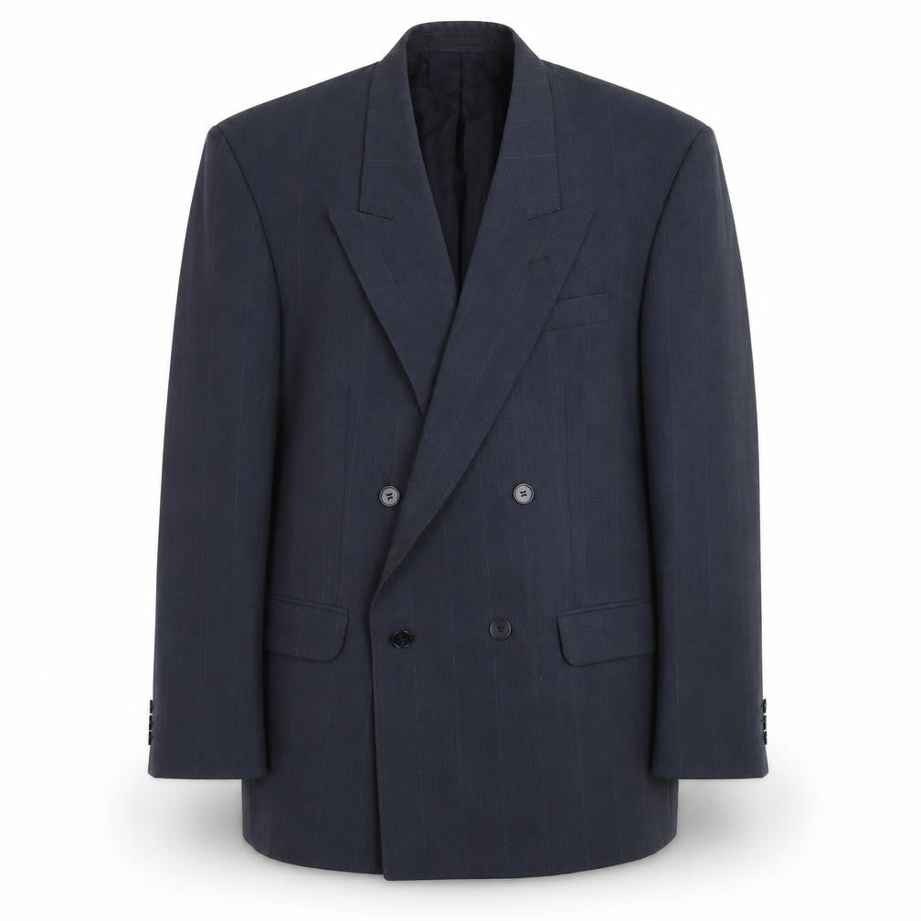 St Michael Mens Blue Striped Polyester Jacket Blazer Size 40