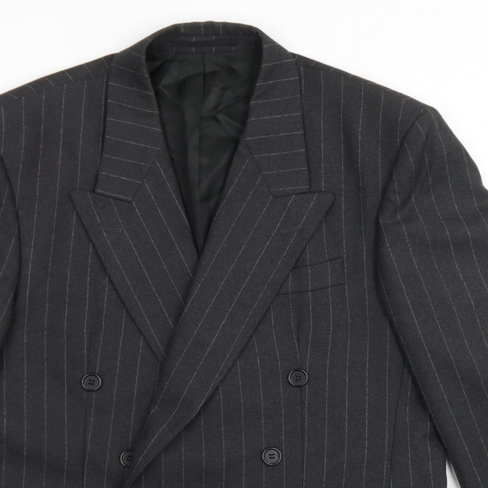 Di Caprio Mens Grey Striped Polyester Jacket Blazer Size 40