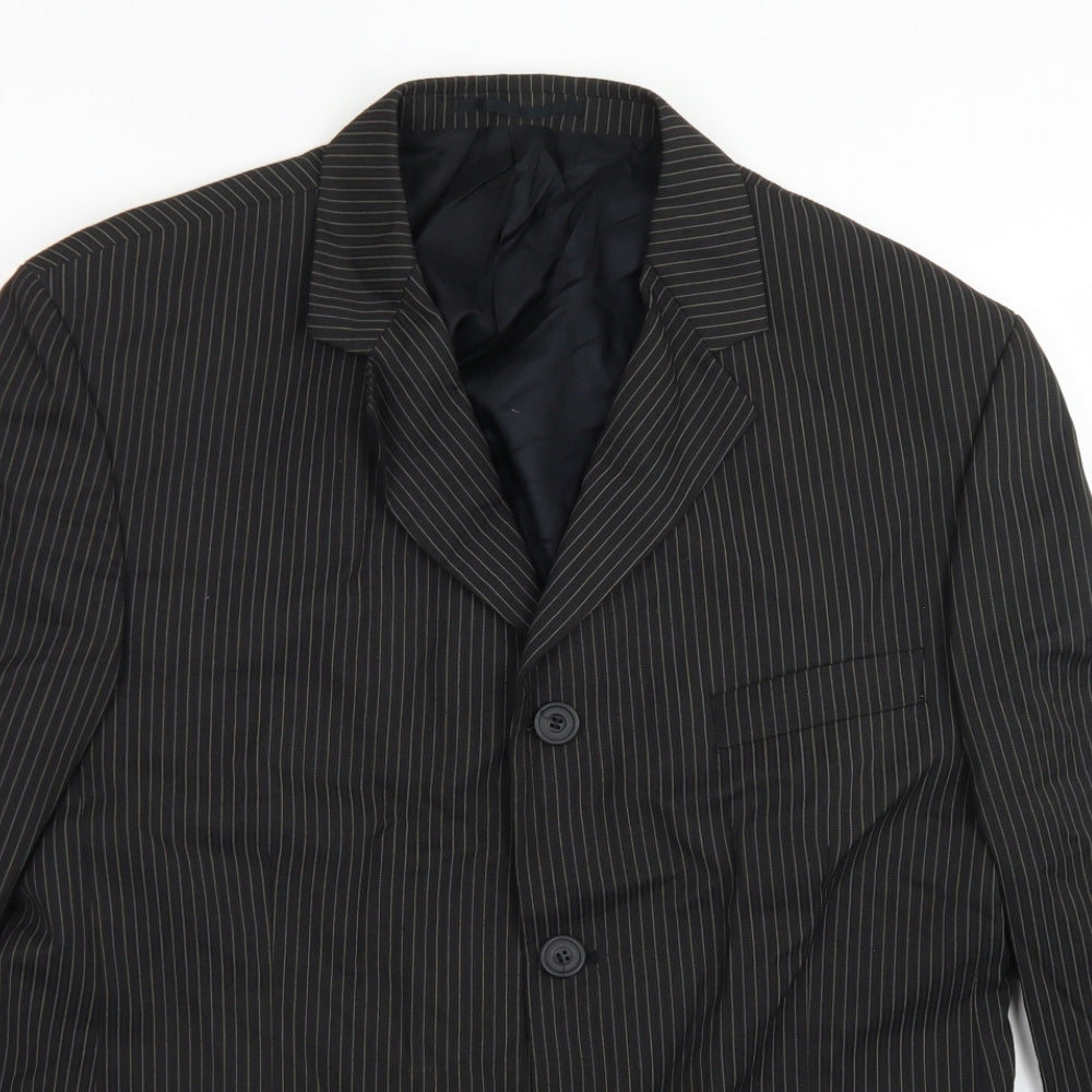 Wilson Mens Black Striped Polyester Jacket Blazer Size 42