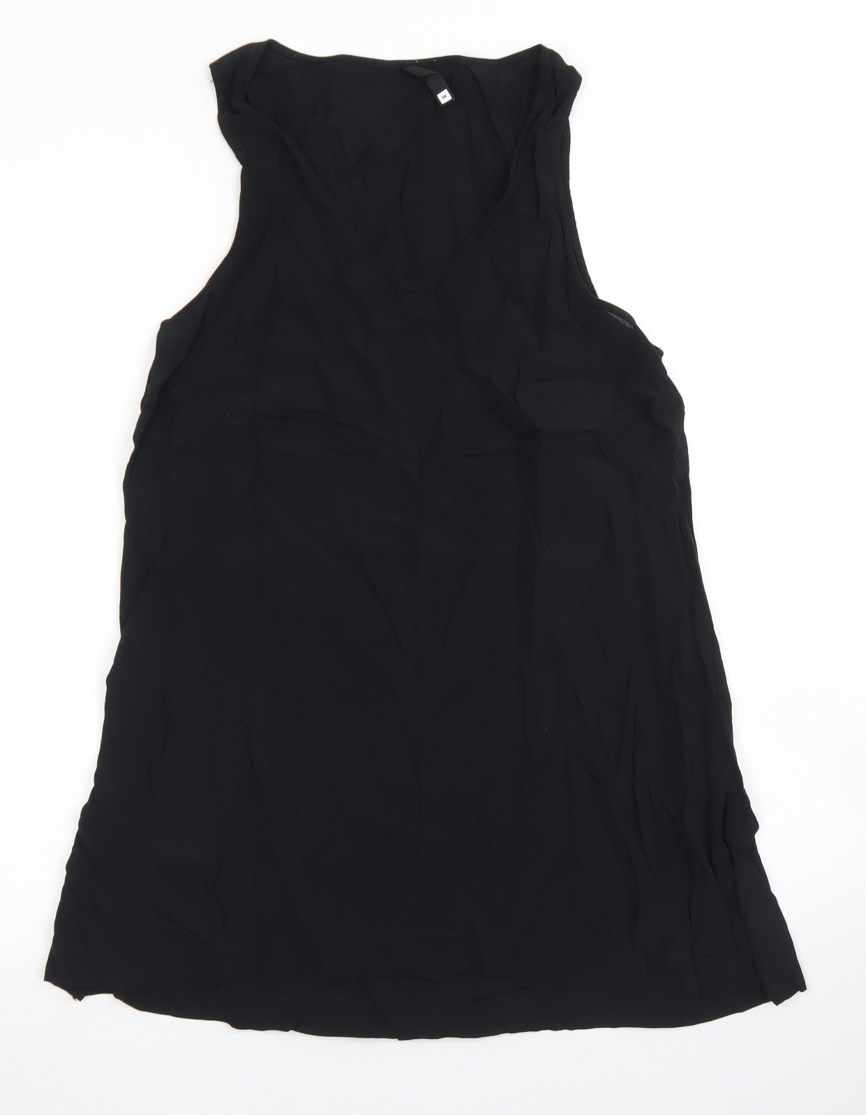 Woolworths Womens Black  Viscose Basic Blouse Size 10 V-Neck
