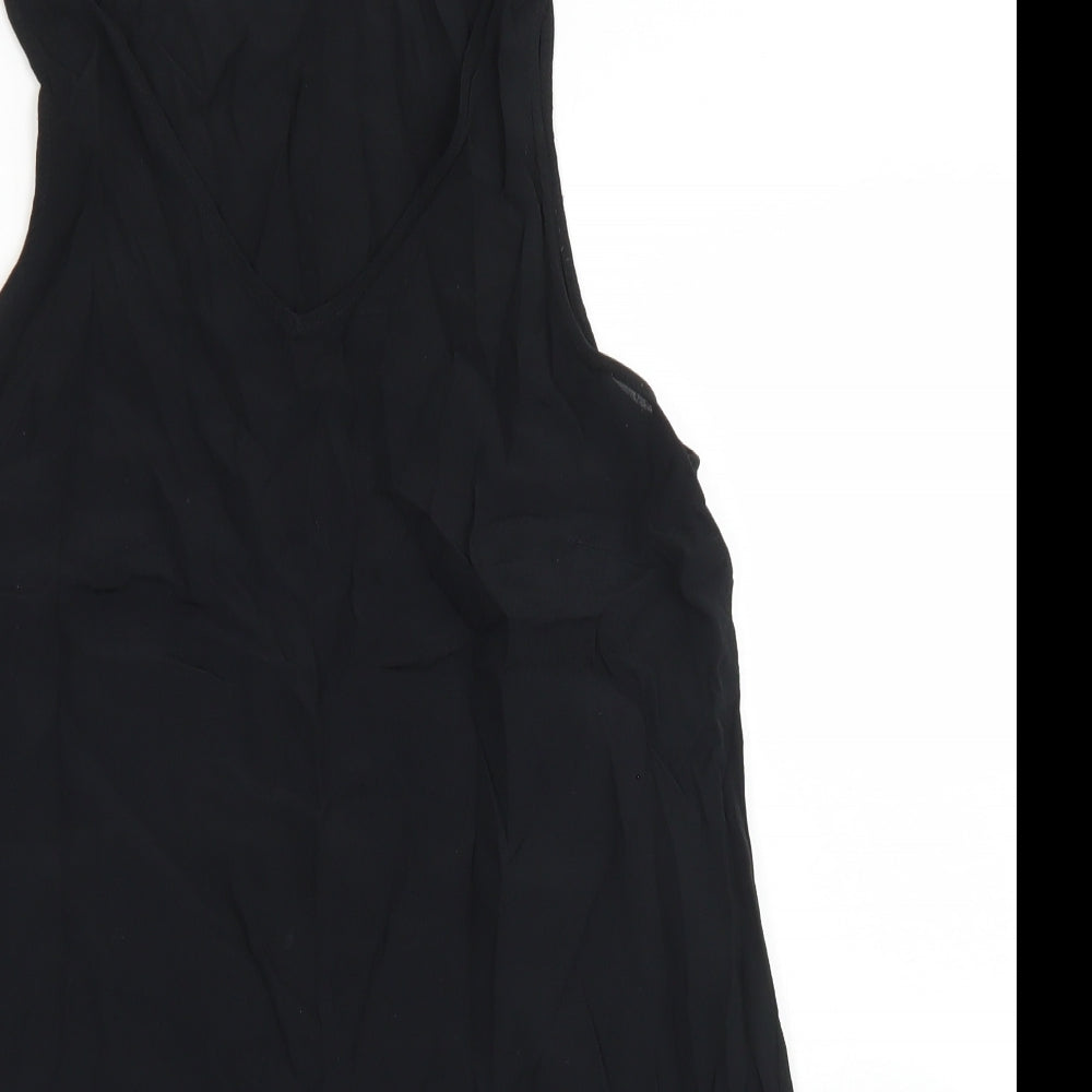 Woolworths Womens Black  Viscose Basic Blouse Size 10 V-Neck