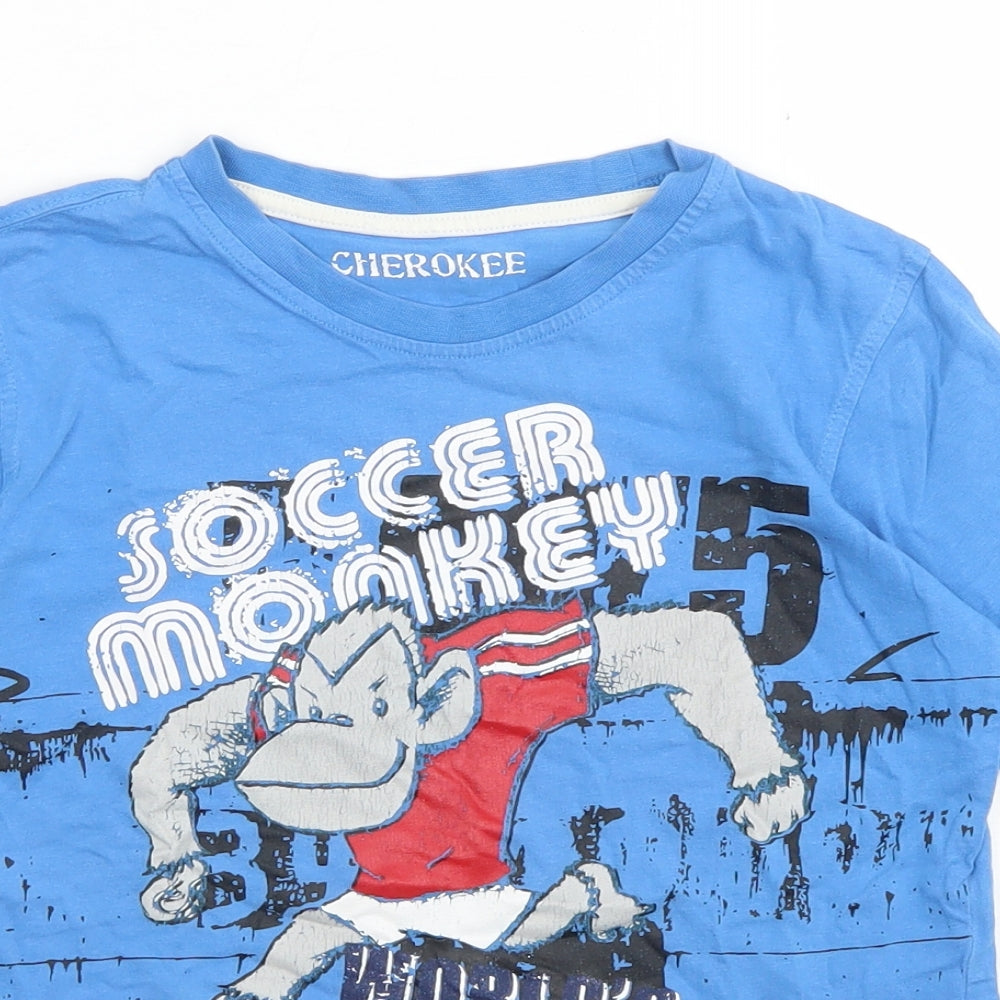 Cherokee Boys Blue  Cotton Basic T-Shirt Size 7-8 Years Crew Neck