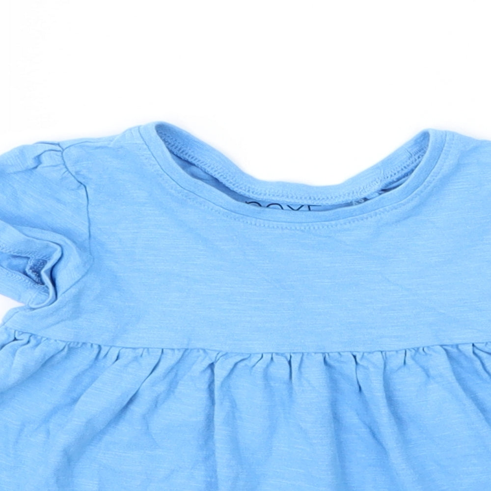 NEXT Girls Blue  Cotton Basic Blouse Size 12 Months Round Neck