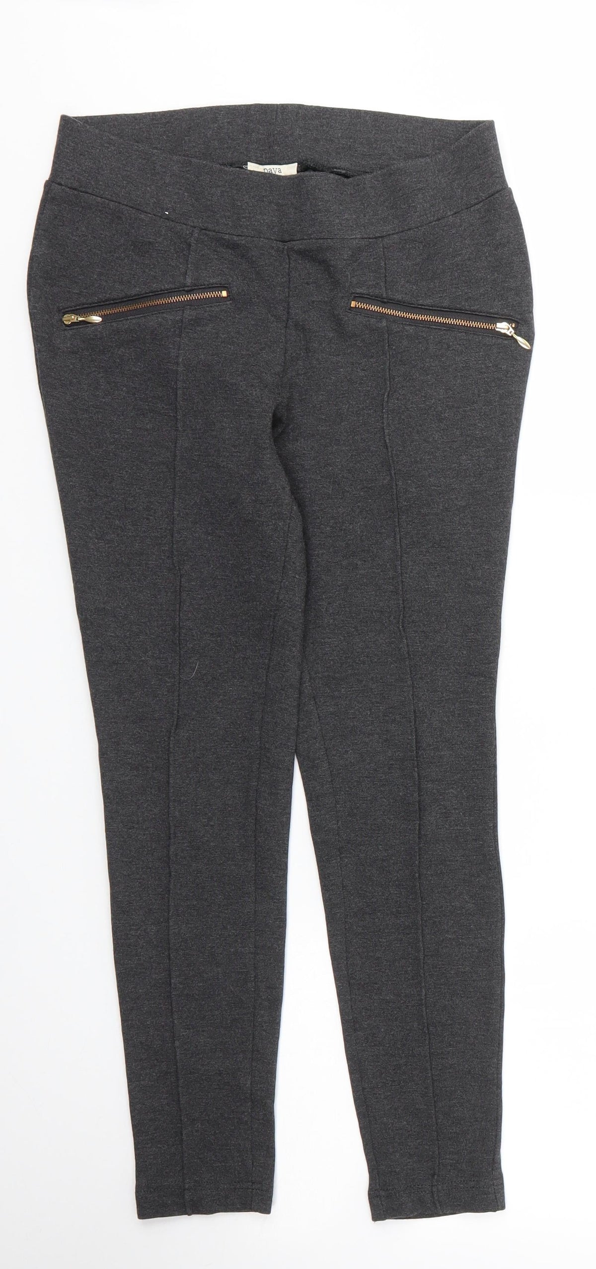 Papaya Womens Grey  Viscose Carrot Trousers Size 10 L24 in Regular