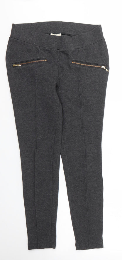 Papaya Womens Grey  Viscose Carrot Trousers Size 10 L24 in Regular