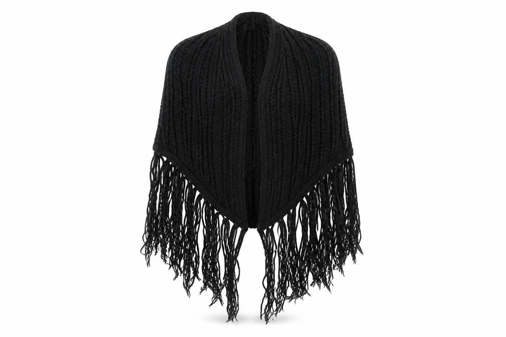 Preworn Unisex Black  Acrylic  Shawl/Wrap