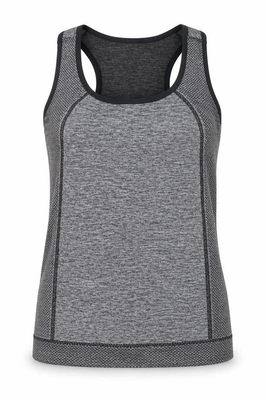 Womens Grey  Polyester Basic Tank Size S Round Neck