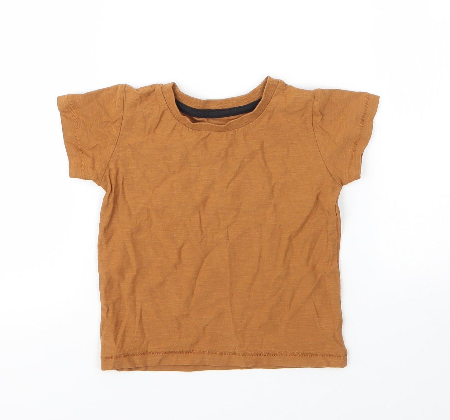 Matalan Boys Beige  Cotton Basic T-Shirt Size 12 Months Round Neck