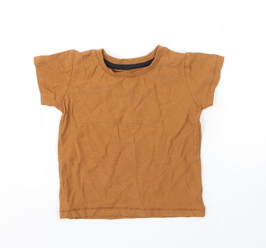 Matalan Boys Beige  Cotton Basic T-Shirt Size 12 Months Round Neck