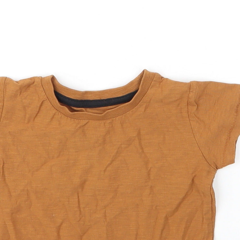 Matalan Boys Beige  Cotton Basic T-Shirt Size 12 Months Round Neck