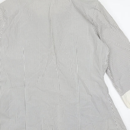 Principles Womens Grey Striped Cotton Basic Blouse Size 12 Collared