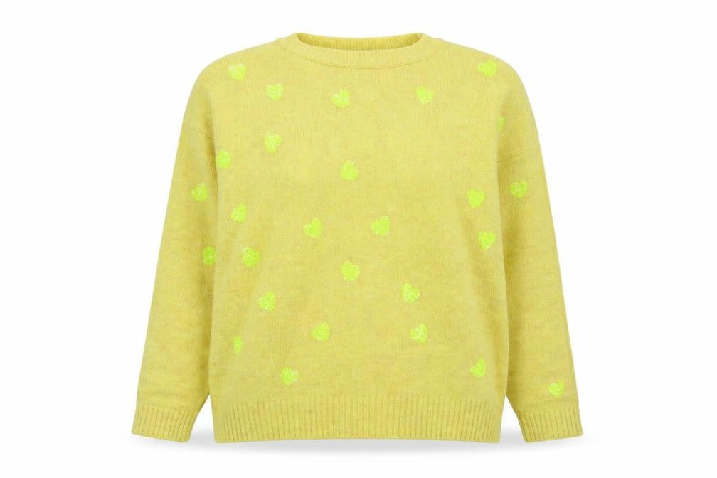 NEXT Womens Yellow Round Neck  Acrylic Pullover Jumper Size M   - heart pattern