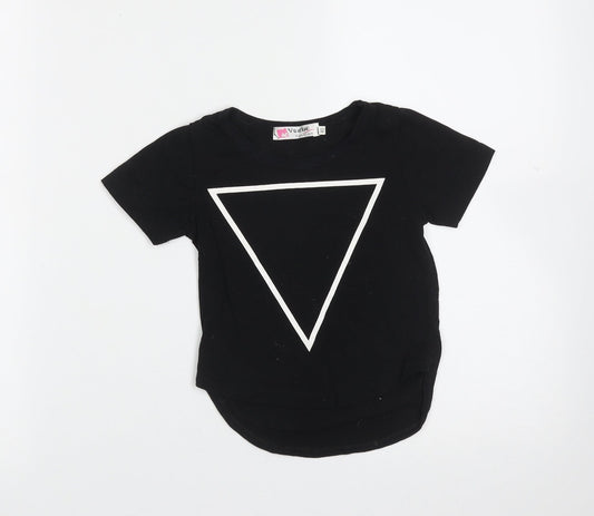Vogue Fashion Girls Black  Cotton Blend Basic T-Shirt Size 12 Months Round Neck  - Triangle