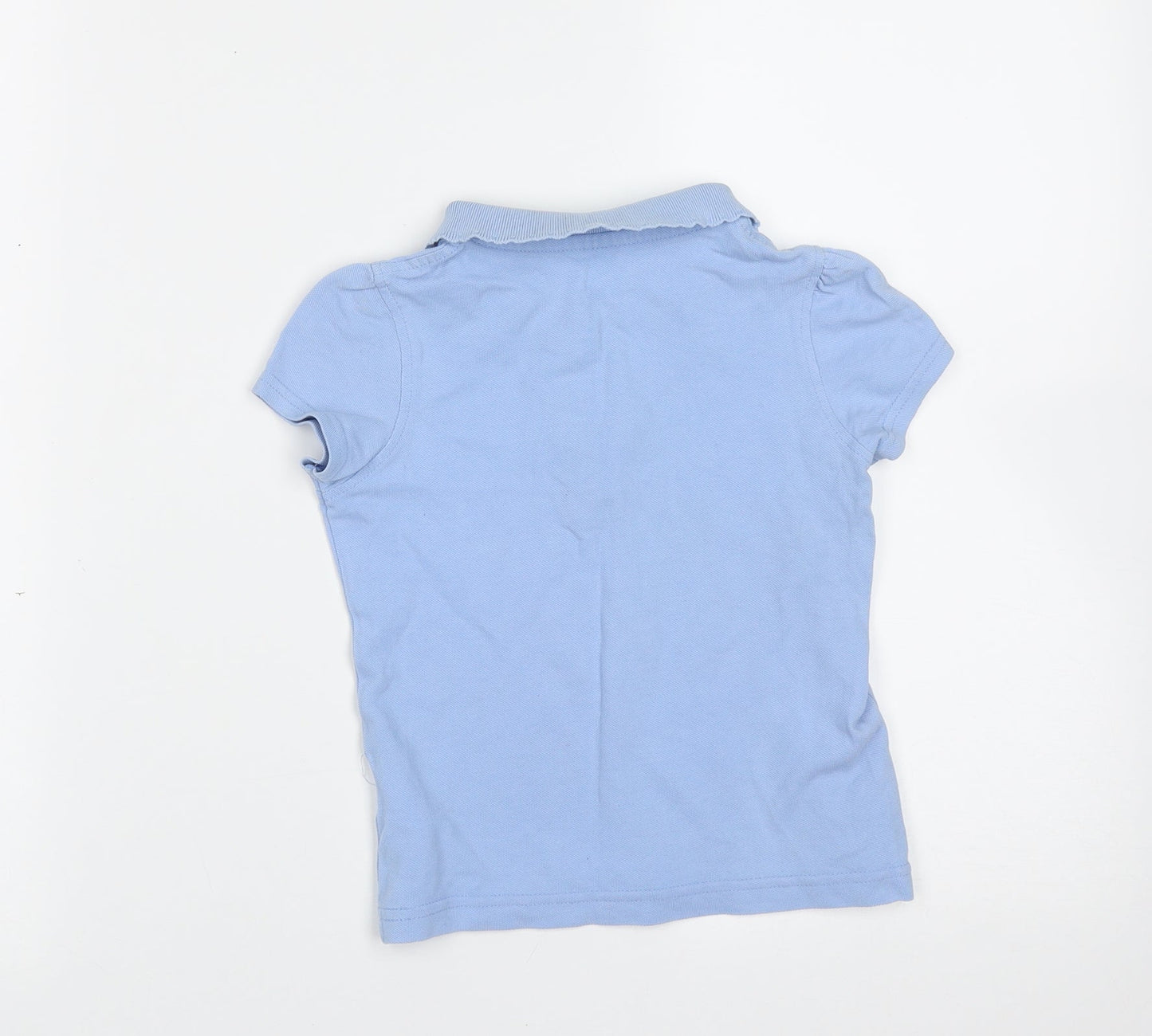 George Girls Blue  Cotton Basic Polo Size 4-5 Years Collared