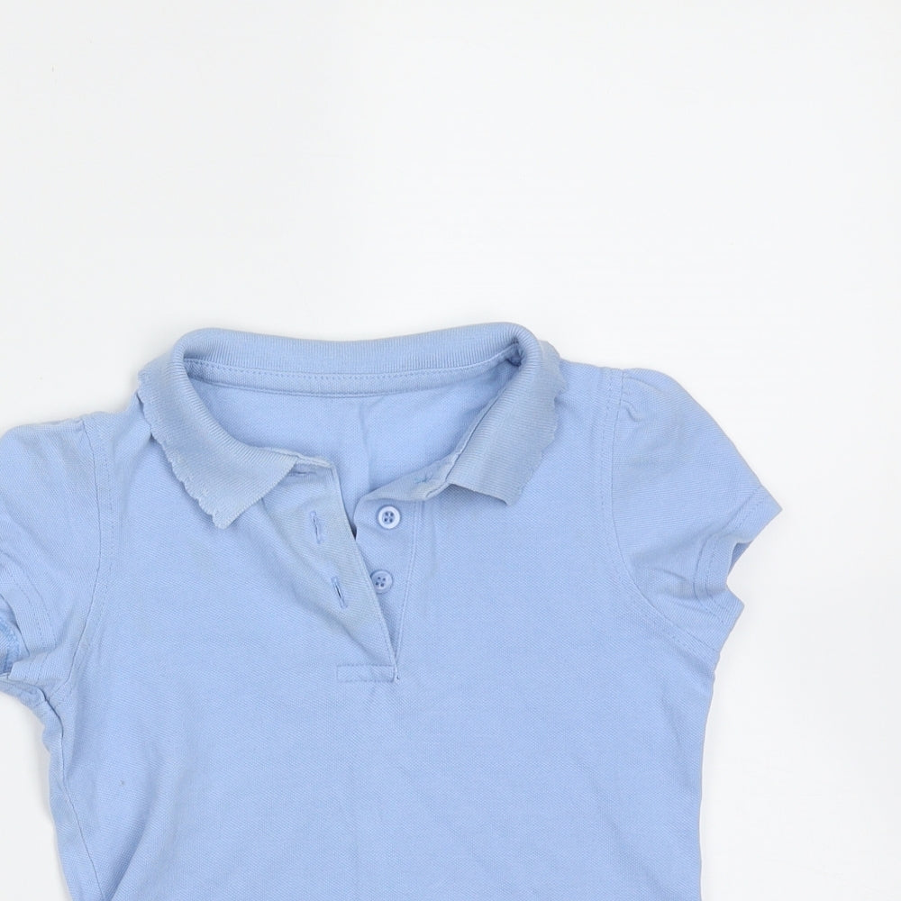 George Girls Blue  Cotton Basic Polo Size 4-5 Years Collared