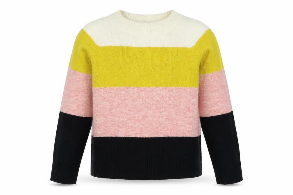 F&F Womens Multicoloured Round Neck Striped Acrylic Pullover Jumper Size 8