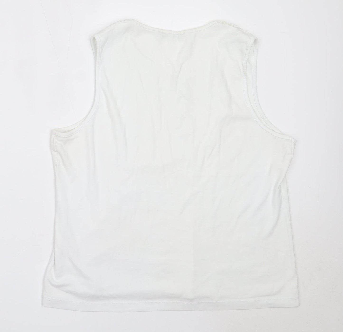 BM Womens White  Cotton Basic Tank Size L Round Neck