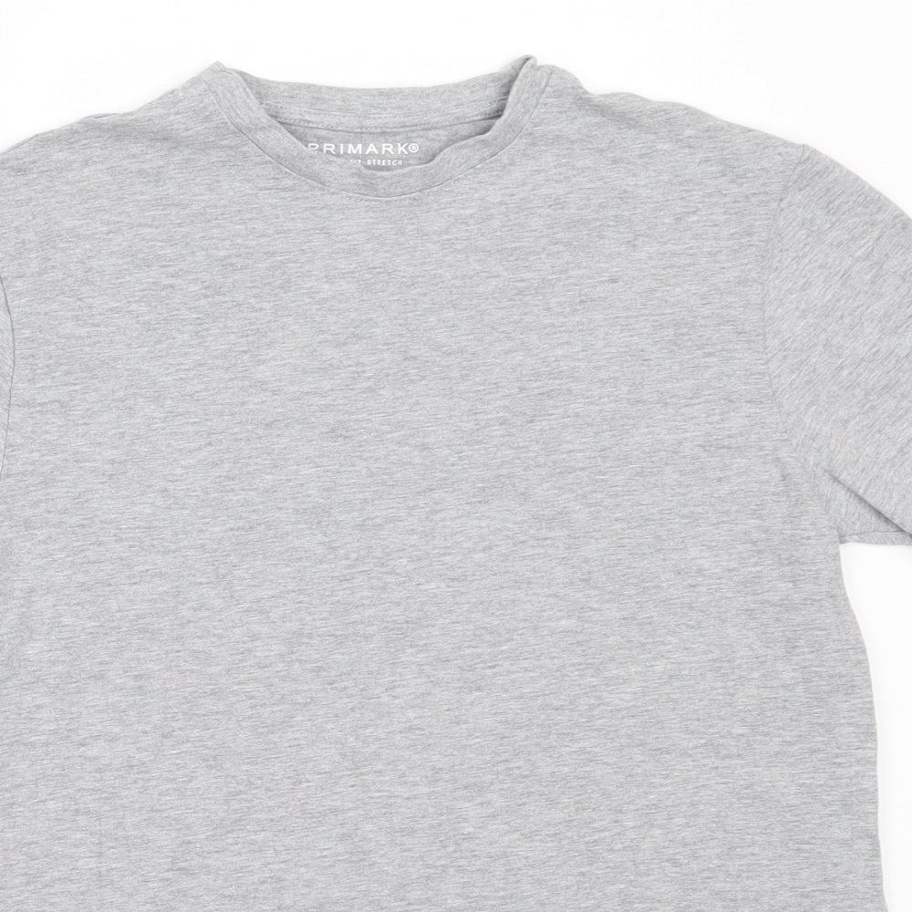 Primark Womens Grey  Cotton Basic T-Shirt Size XS Round Neck