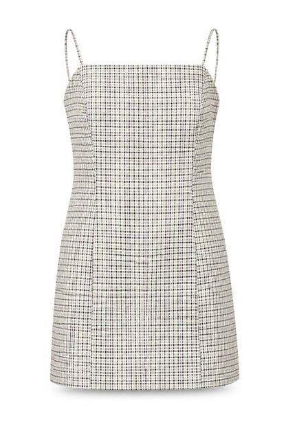 Miss Selfridge Womens Green Check Polyester Mini  Size 10  Square Neck
