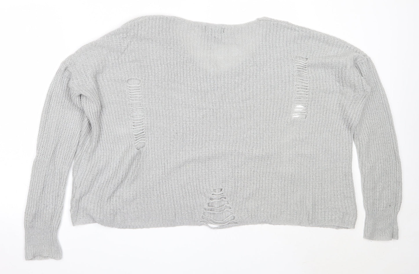Atmosphere Womens Grey V-Neck  Acrylic Pullover Jumper Size L