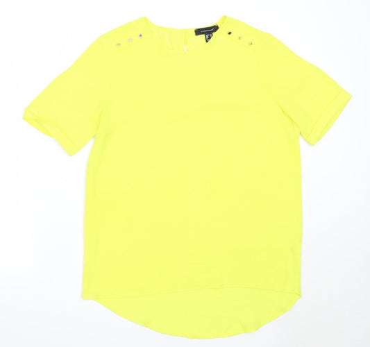 Atmosphere Womens Yellow  Polyester Basic Blouse Size 10 Round Neck