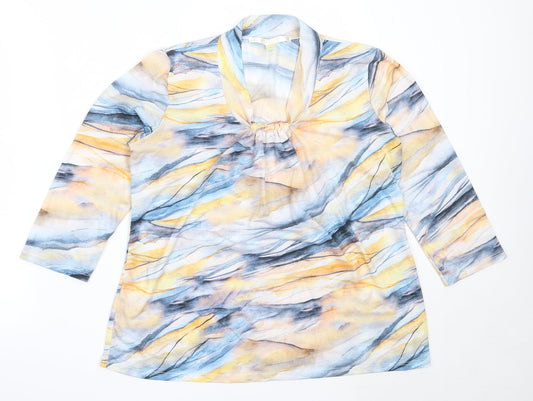 Preworn Womens Blue  Polyester Basic Blouse Size M Round Neck