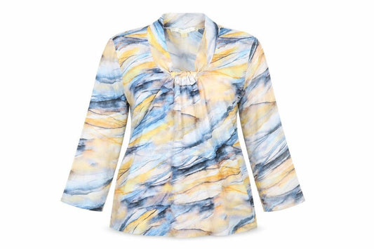 Preworn Womens Blue  Polyester Basic Blouse Size M Round Neck