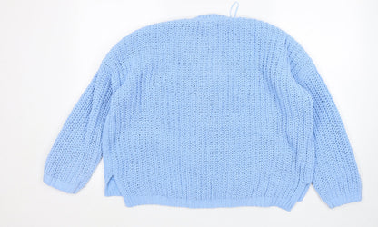 Tu Womens Blue V-Neck  Polyester Pullover Jumper Size 10