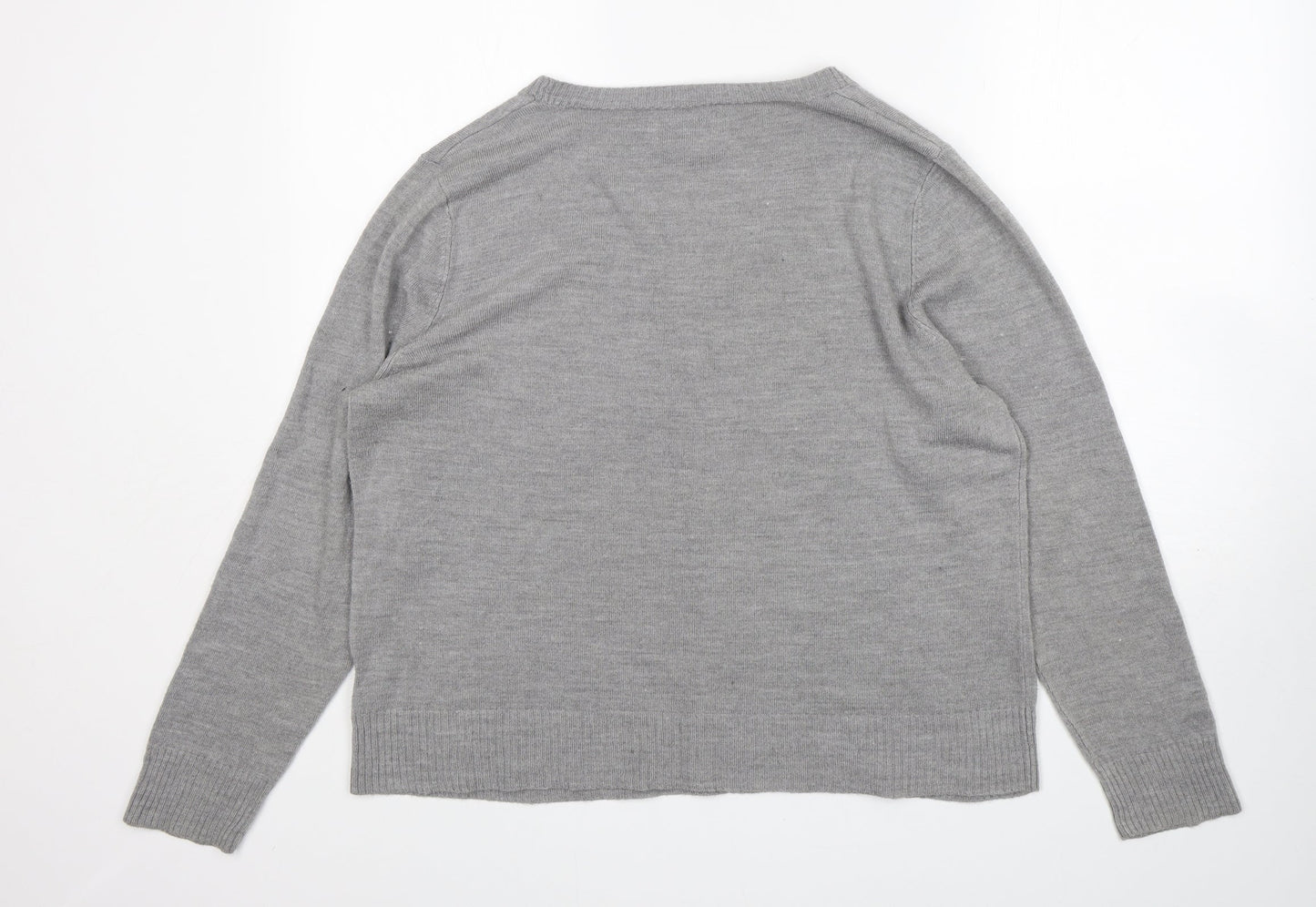 Papaya Womens Grey Round Neck  Acrylic Pullover Jumper Size 20