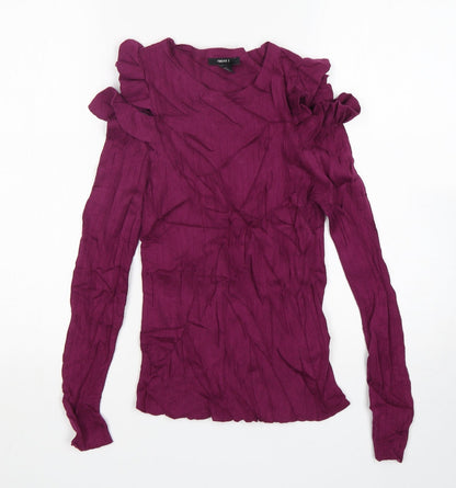 Preloved FOREVER 21 Womens Purple Round Neck  Cotton Pullover Jumper Size L - Front