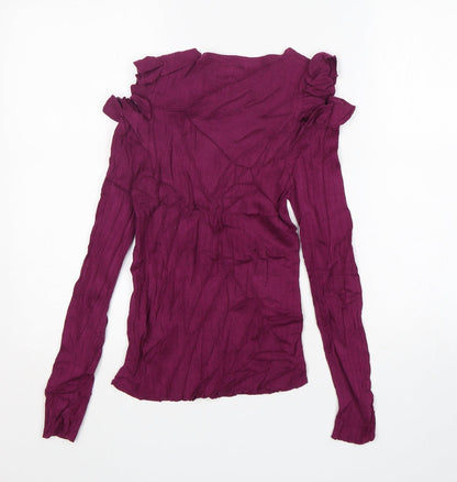 Preloved FOREVER 21 Womens Purple Round Neck  Cotton Pullover Jumper Size L - Back