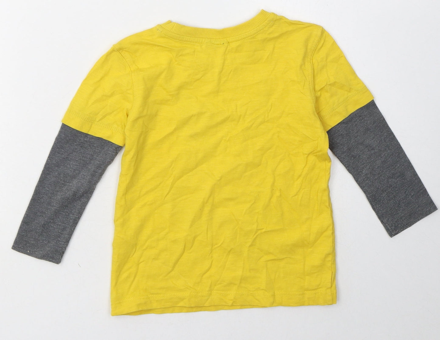 George Boys Yellow  Cotton Basic Casual Size 2 Years Crew Neck Pullover - batman