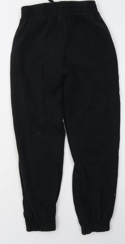 TU Girls Black  Cotton Jogger Trousers Size 9 Months  Regular Tie - School Wear
