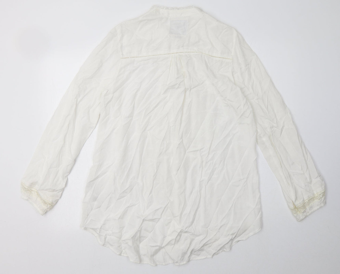 River Island Womens White  Viscose Basic Button-Up Size 12 V-Neck