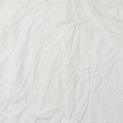 River Island Womens White  Viscose Basic Button-Up Size 12 V-Neck