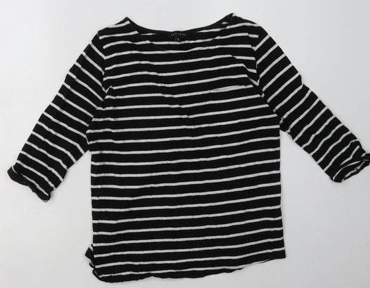 New Look Womens Black Striped Cotton Pullover Sweatshirt Size 6  Pullover