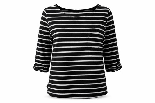 New Look Womens Black Striped Cotton Pullover Sweatshirt Size 6  Pullover