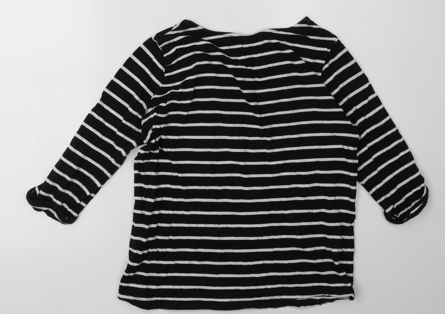 New Look Womens Black Striped Cotton Pullover Sweatshirt Size 6  Pullover