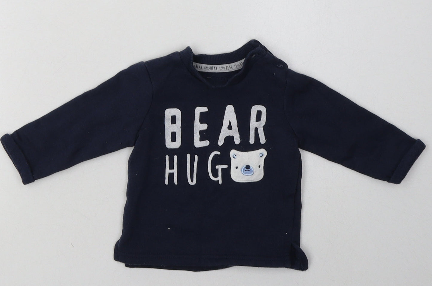 F&F Boys Blue  Cotton Basic Casual Size 3-6 Months Crew Neck Pullover - bear hug