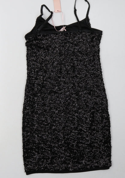 Sweewë Womens Black Polyester Bodycon Size S Scoop Neck Pullover - Sequin Detail