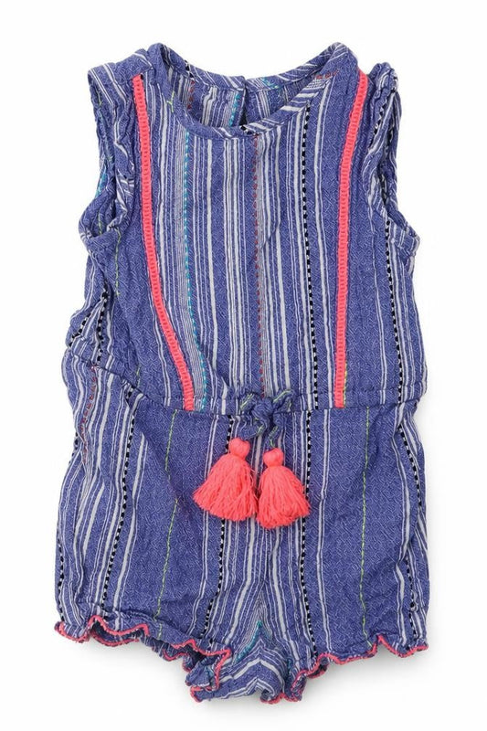 F&F Girls Black Striped Cotton Bodysuit Outfit/Set Size 0-3 Months  Button