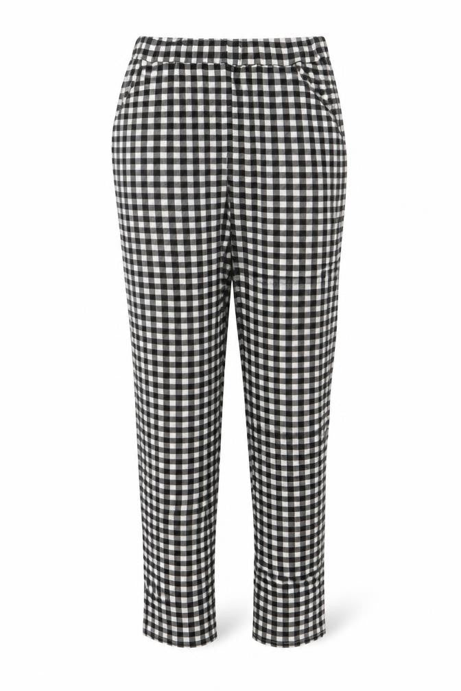 PRETTYLITTLETHING Womens Black Check Polyester Trousers  Size 12 L26 in Regular
