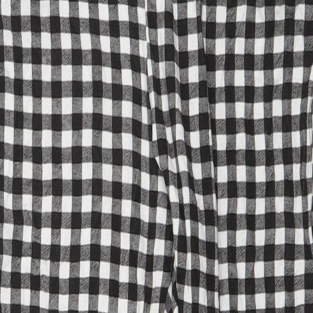 PRETTYLITTLETHING Womens Black Check Polyester Trousers  Size 12 L26 in Regular