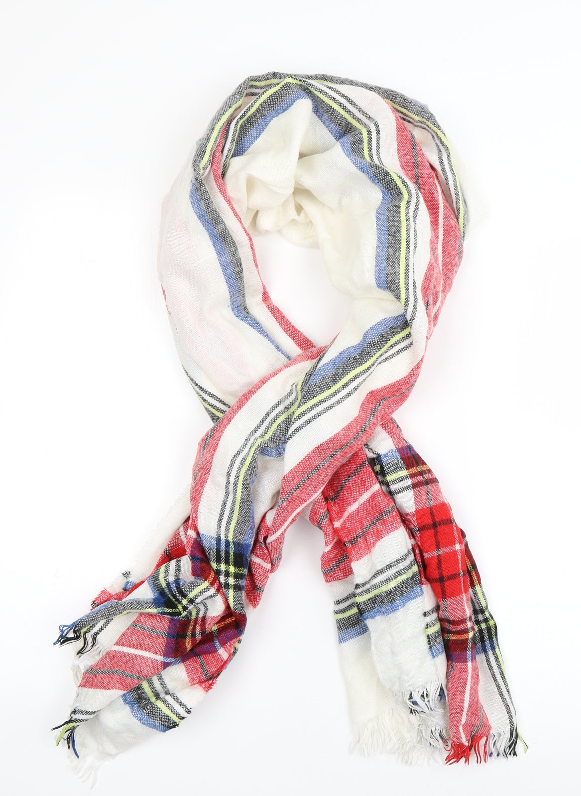ASOS Womens White Plaid Acrylic  Scarf