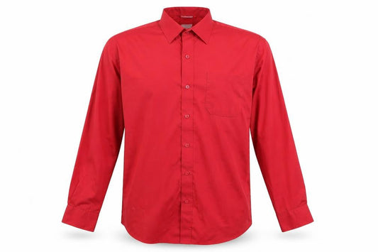 Banner Mens Red  Polyester  Button-Up Size 38 Collared Button