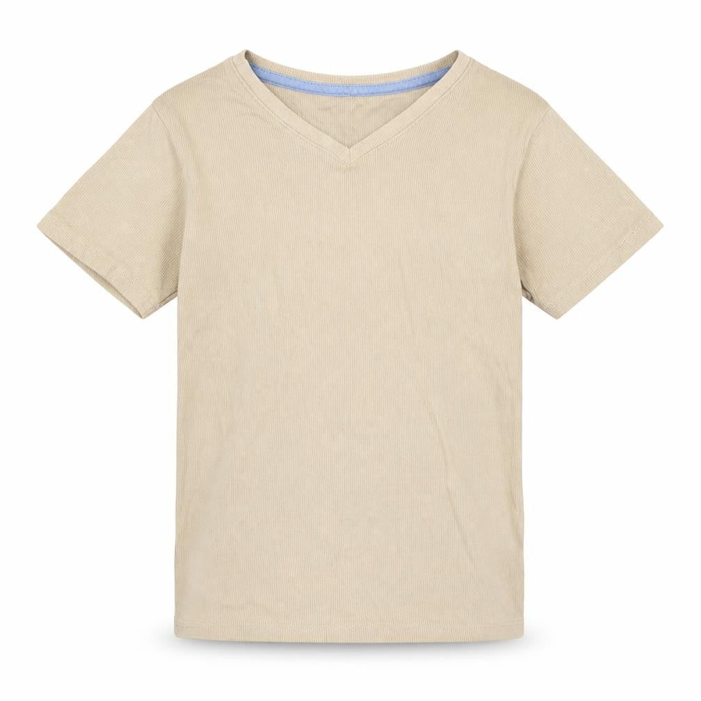 George Girls Beige  Cotton Basic T-Shirt Size 10-11 Years V-Neck Pullover