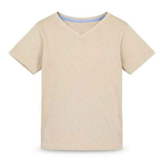 George Girls Beige  Cotton Basic T-Shirt Size 10-11 Years V-Neck Pullover