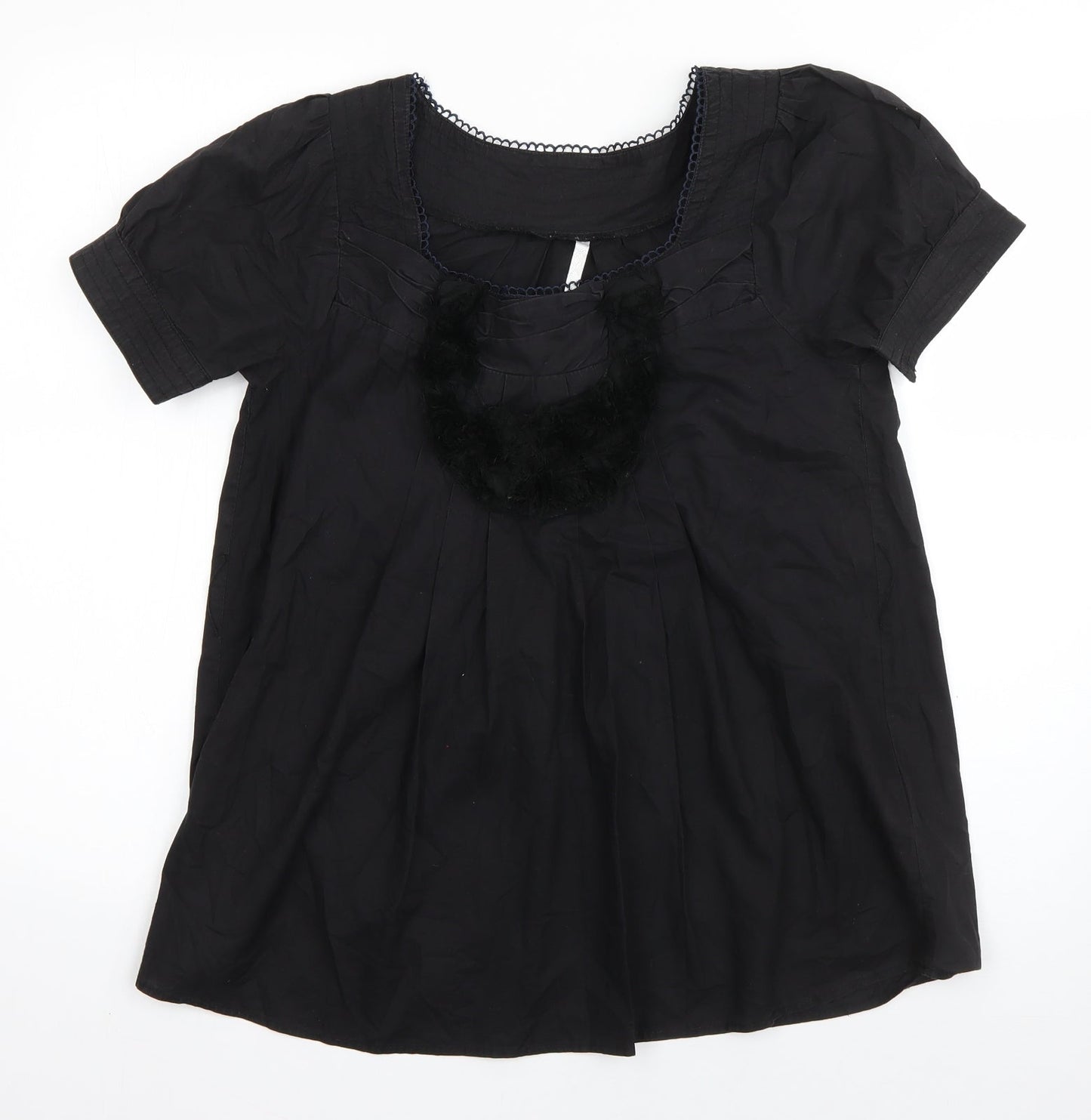 Miss Posh Womens Black  Cotton Basic Blouse Size 10 Square Neck