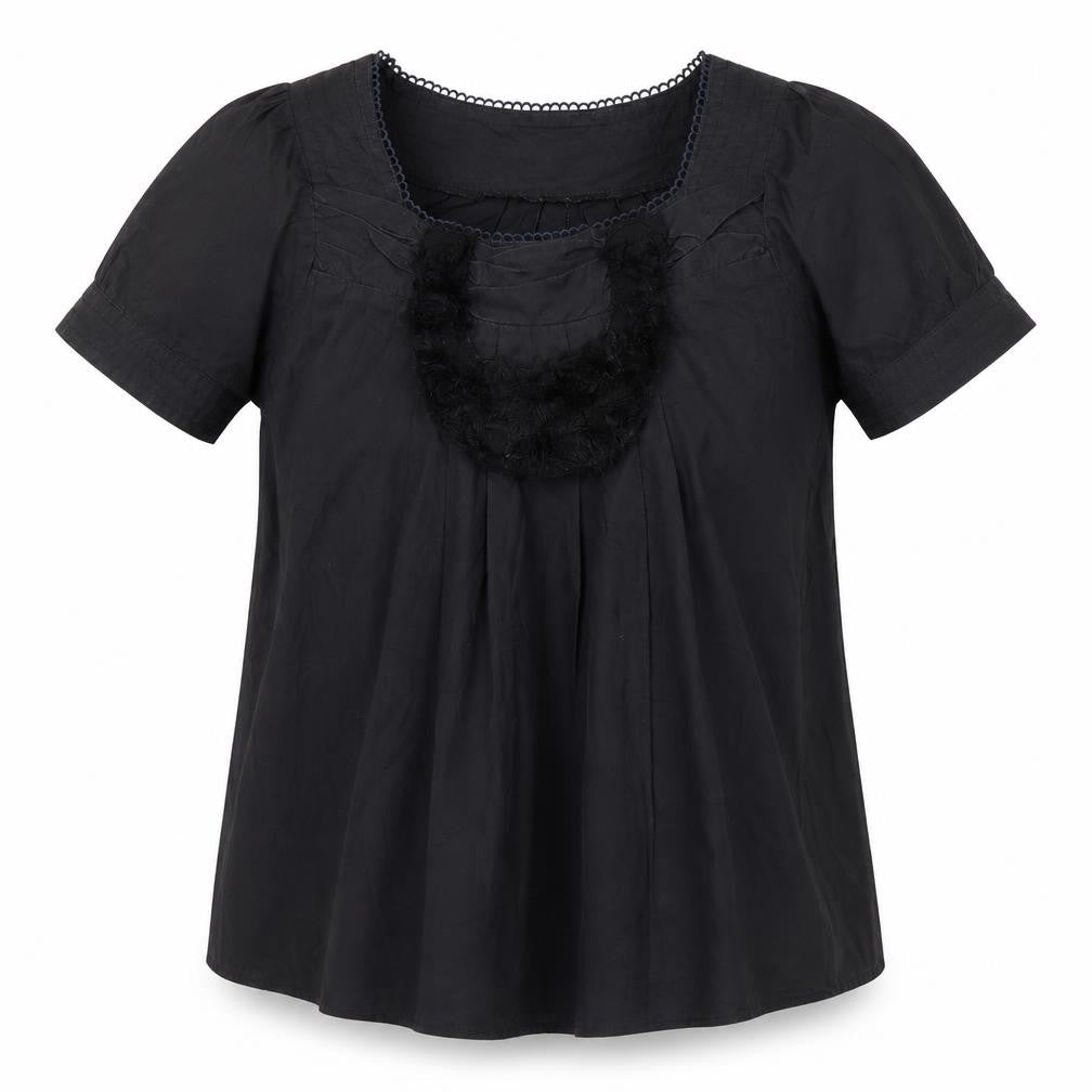 Miss Posh Womens Black  Cotton Basic Blouse Size 10 Square Neck