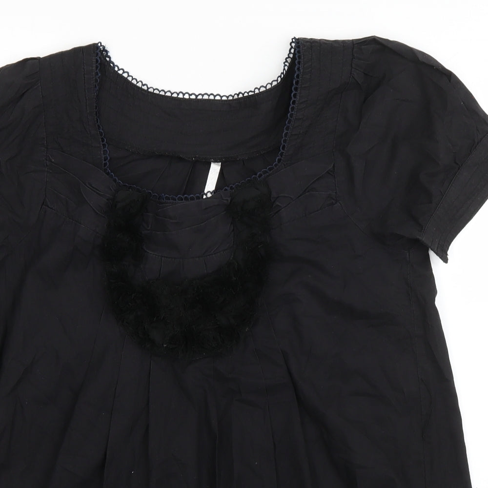 Miss Posh Womens Black  Cotton Basic Blouse Size 10 Square Neck